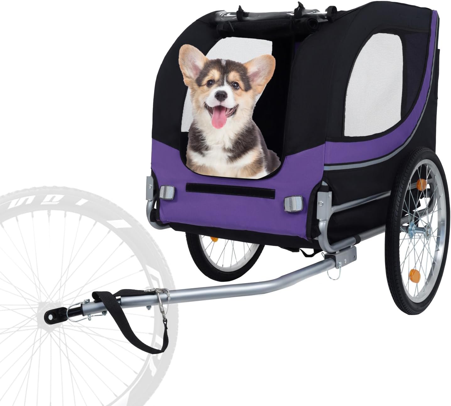 Large Folding Bike Trailer for Dogs Steel Black Durability & Ample Space Cycling, Jogging, Camping Outdoor Adventures All-Terrain Pet Carrier