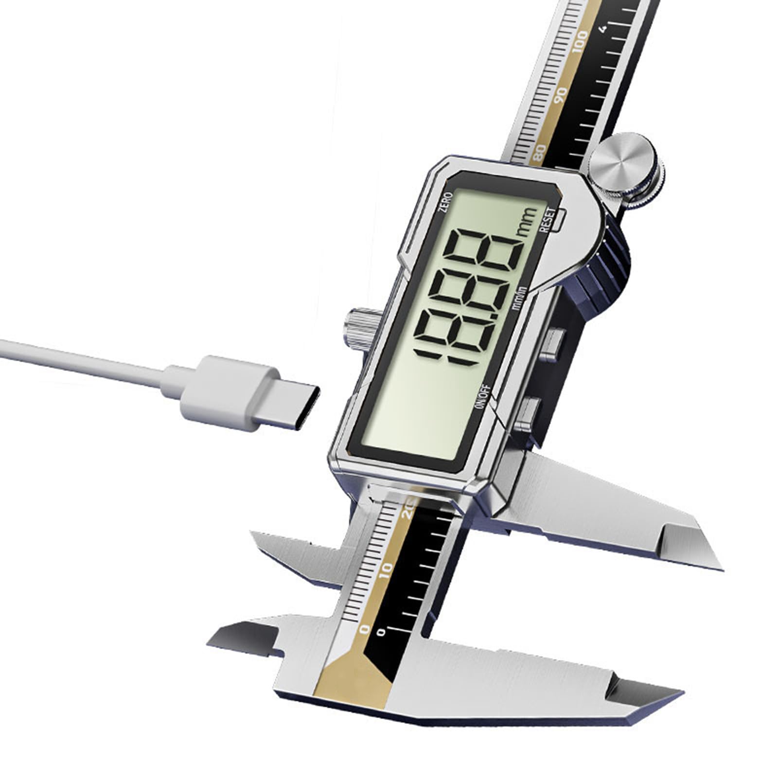 Calibrador digital de 150 mm con pantalla LCD, recargable, carga USB, multiusos, para mediciones precisas, herramienta profesional de medición exterior