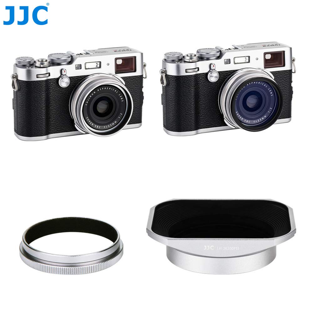 JJC Paraluce per Fujifilm Finepix X100VI, X100V, X100F, X100S, X100T, X100, X70 con Copriobiettivo, Sostituisce Fuji LH-X100 (Argento)