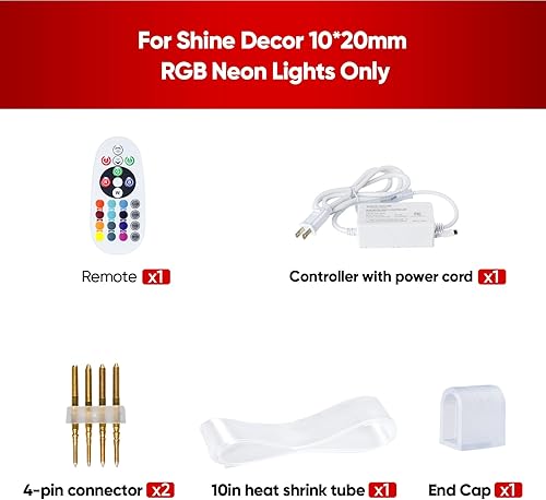 Miniatura 5 de Shine Decor Controlador con control remoto, fuente de alimentación para luces LED RGB de neón de 0.394 in de ancho x 0.787 in de alto