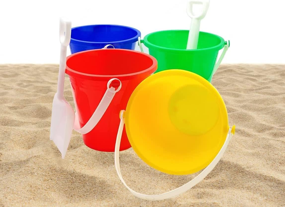 The Dreidel Company Beach Day Playsets, Play Set Includes 1 Sand Bucket, 1 Shovel, Birthday Treats for Boys and Girls, Party Favors for Children, 5.25" Beach Set (36-Pack)