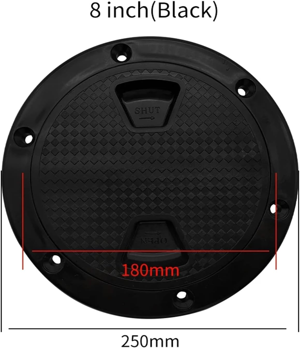 Ship Fittings 4/6/8 Inch ABS Plastic Round Deck Inspection Plate Hatch Cover Deck Plate Non Slip for Marine RV Yacht Boat Accessories White Marine Hardware(8 inch Black)