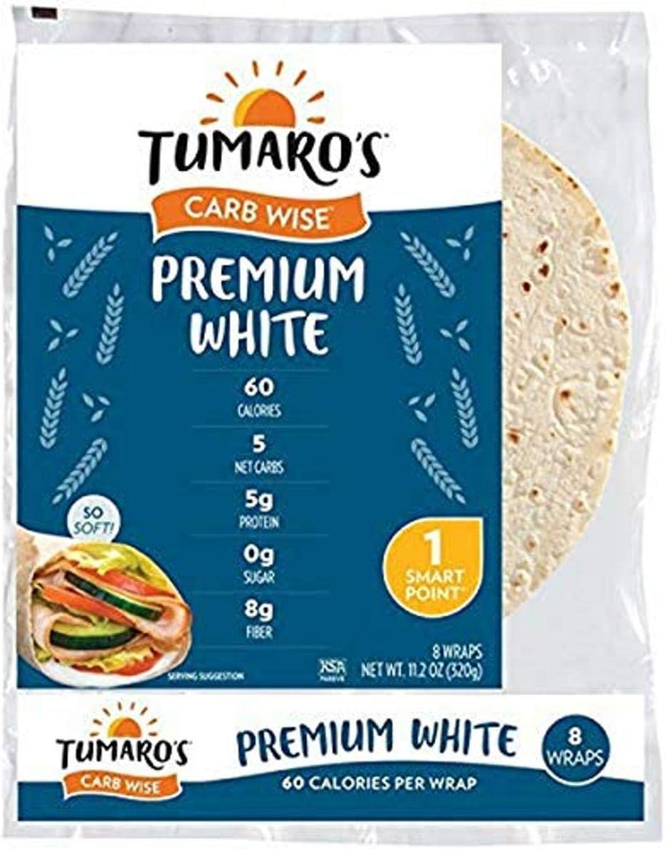 TUMAROS Tumaro's Carb Wise Premium White, 60 Calorie, 5 Net Carbs, 5g Protein, 0g Sugar, 8g Fiber,, 8Count (Pack Of 6)