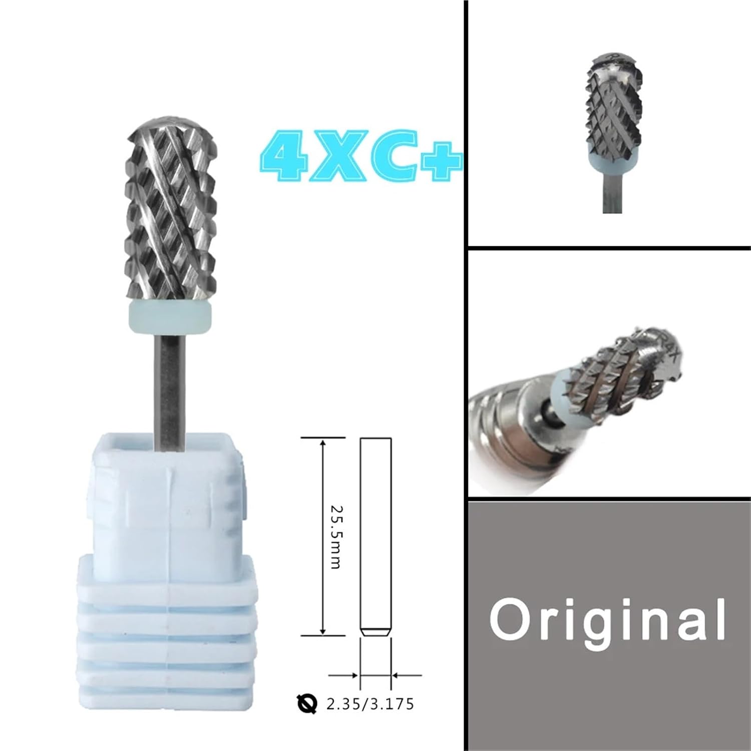 6.6 Round Top Barrel 4XC 5XC Nail Polish Grinding Head Tungsten Carbide Nail Drill Bits(8)