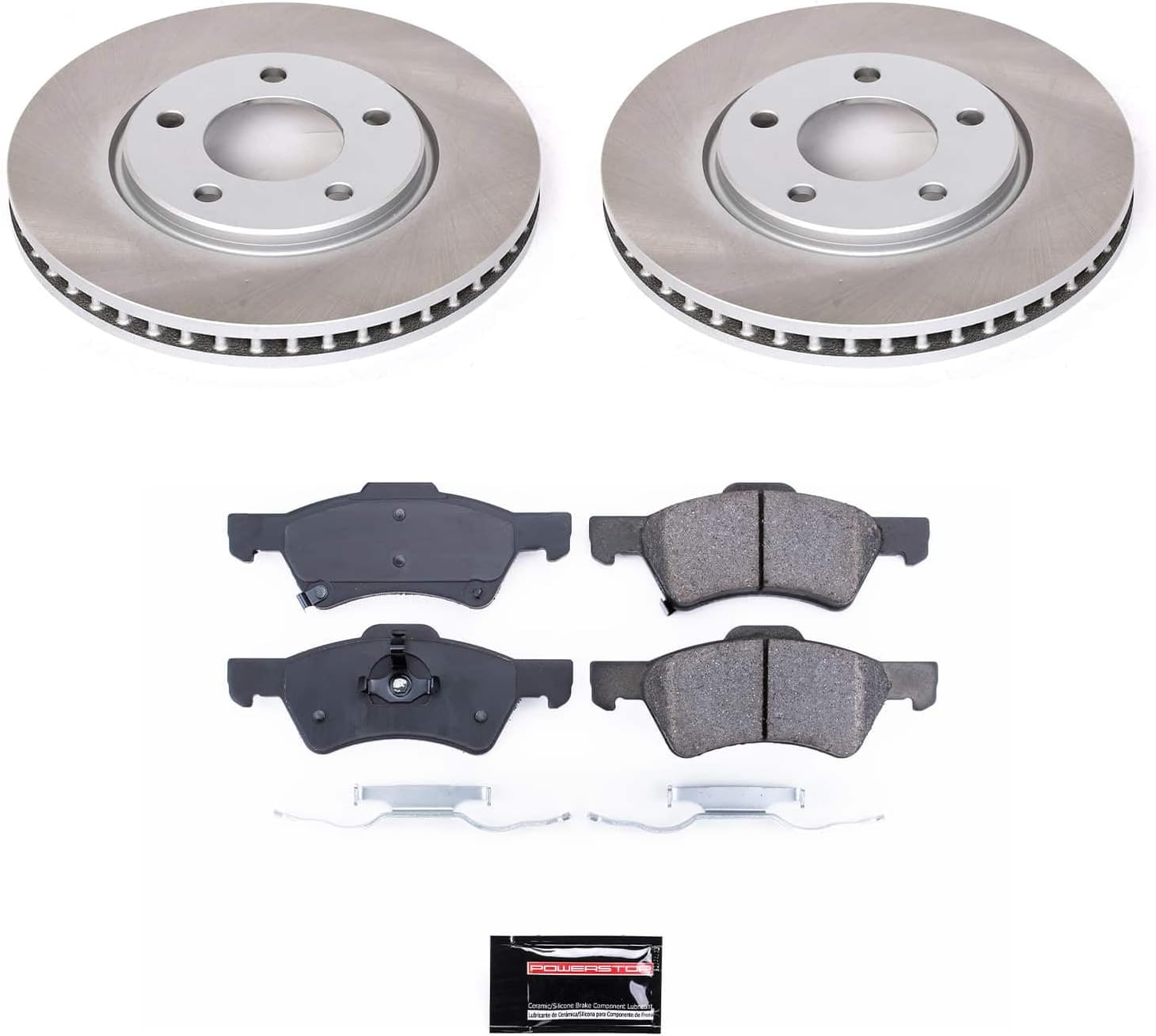 PowerStop Front Brake Kit For Chrysler Town & Country 2001-07 |Dodge Caravan 2001-07 |Grand Caravan 2001-07 - Ceramic Brake Pads + Semi Coated Rotors Replacement, SC5247