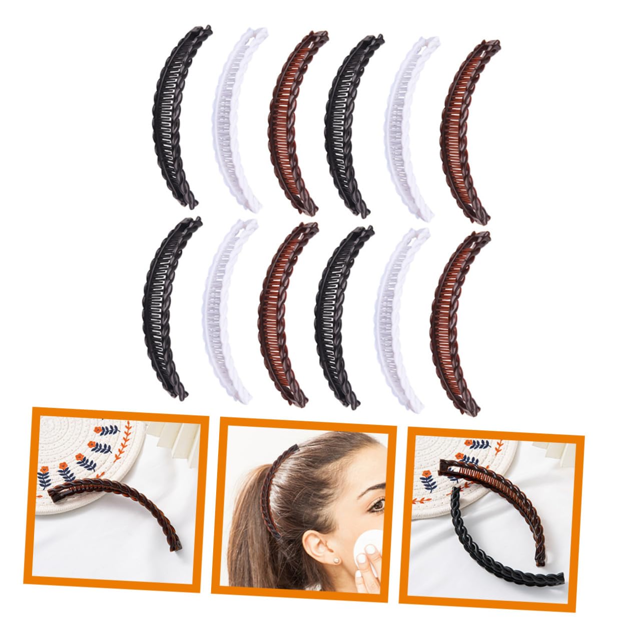 Alipis 12 Stück Teiliges Bananen haarspangen aus Robustem Kunststoff Vielseitige Haarkämme für Damen Vintage Haar accessoires in Weiß Schwarz und Kaffee Geeignet für Welliges und Dickes