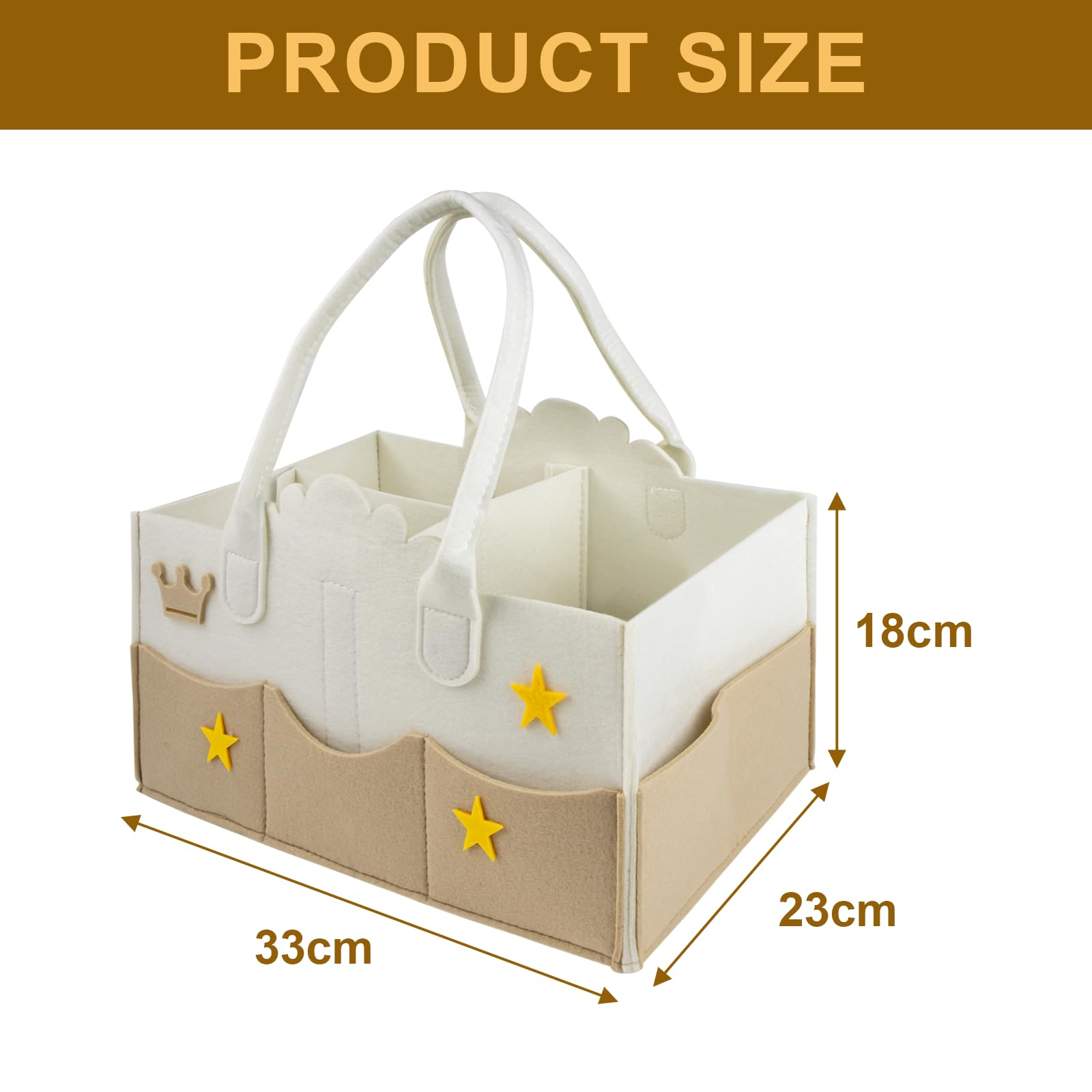 xiruiubao Changing Organiser Home Felt Material Nappy Wrap Organiser, Changing Basket with Removable Compartments - Image 2