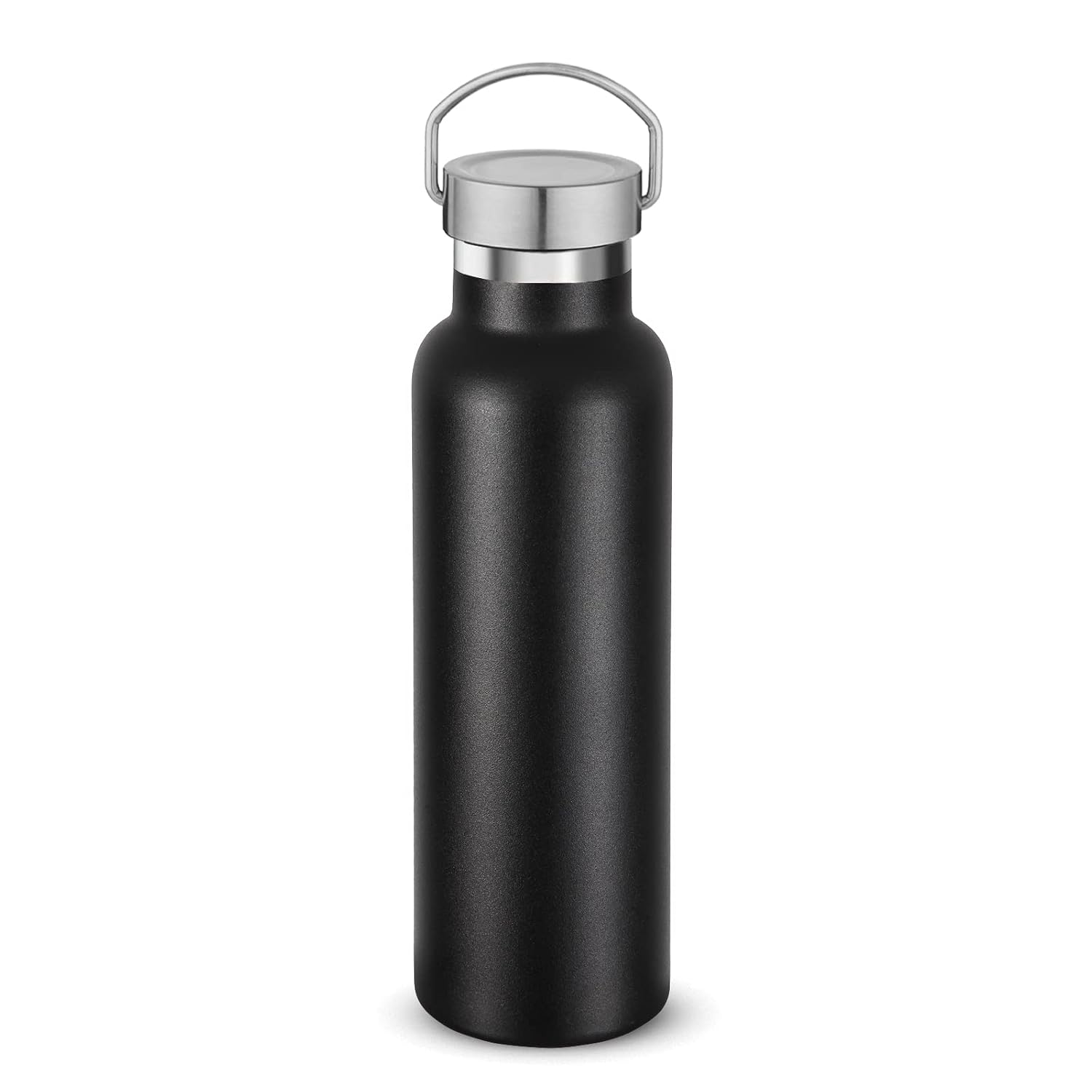 Neihepal Black Stainless Steel Water Bottles,20 Ounce Vacuum Insulated Double Wall Travel Bottle with Leak Proof Lid of Ha...