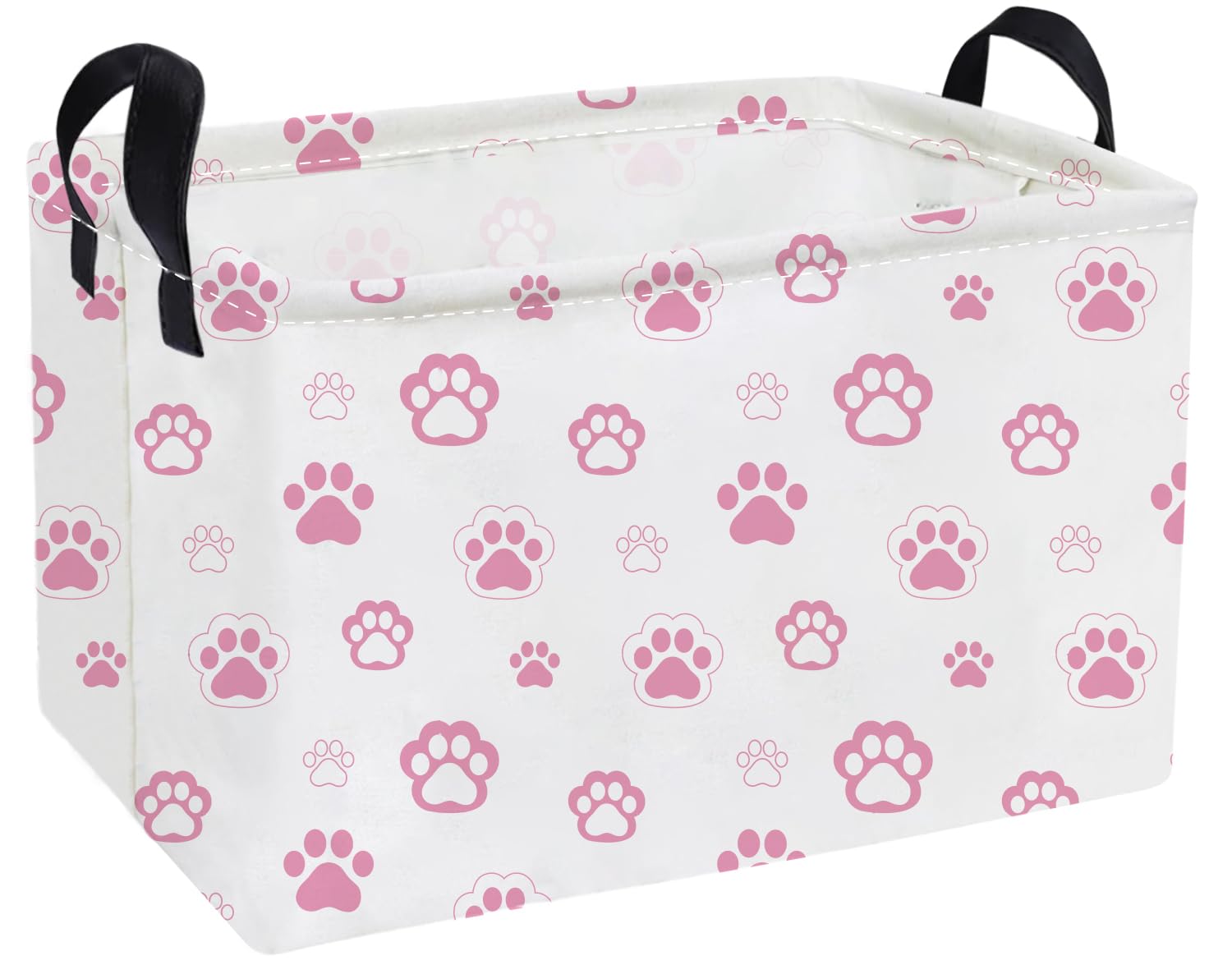 Essme Rectangular Pink Baskets,Dog Basket with Handles for Room Decor, Book Bins,Shelf Basket.（Pink Dog