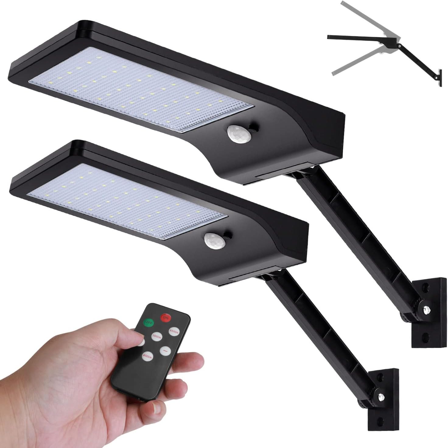 Aigostar [Pack of 2] Solar Lights Outdoor with Remote 3000K 4000K 6500K