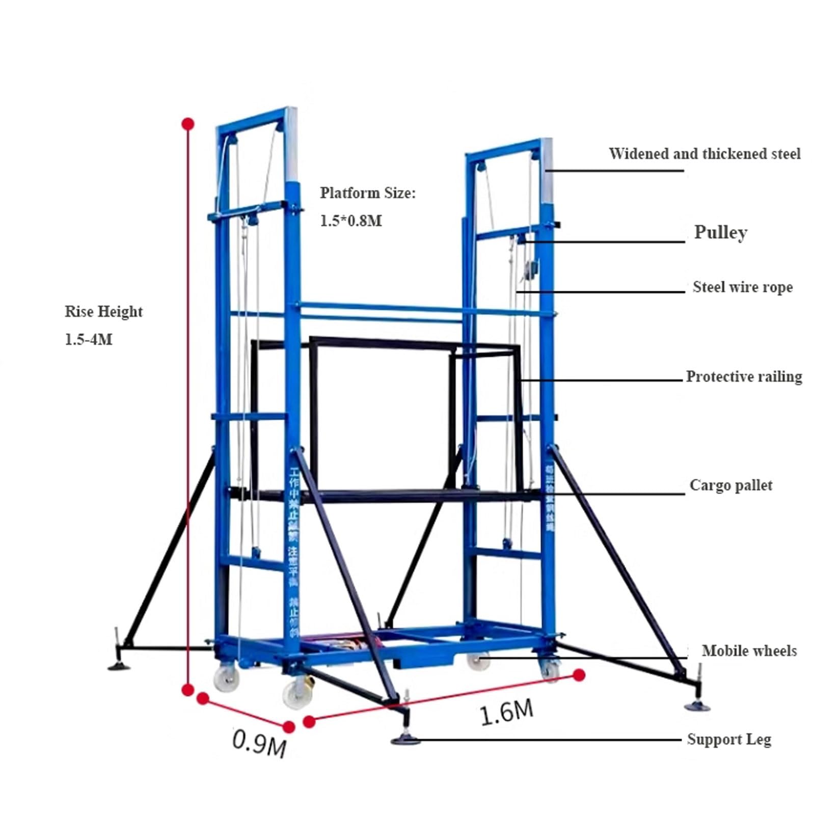 XURUIUS Electric Lifting Heavy-Duty Vehicle, Folding Construction Ladder, Automatic Scaffolding Lift, Elevated Mobile Working Platform (500KG 2.5M)