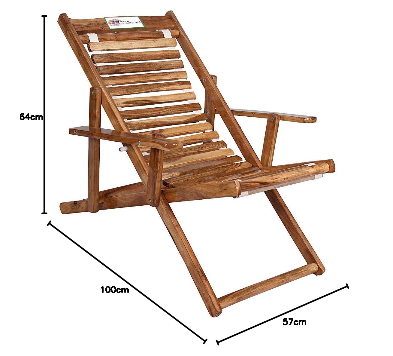 BM WOOD FURNITURE Sheesham Wood Folding Relaxing Beach Chair