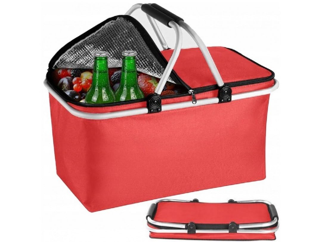Borsa termica per la spesa, cestino da picnic, grande cestino termico isolato, borsa termica per ufficio, campeggio, picnic, viaggi, supporto laterale verticale, 43 x 23 x 21 cm (2 maniglie