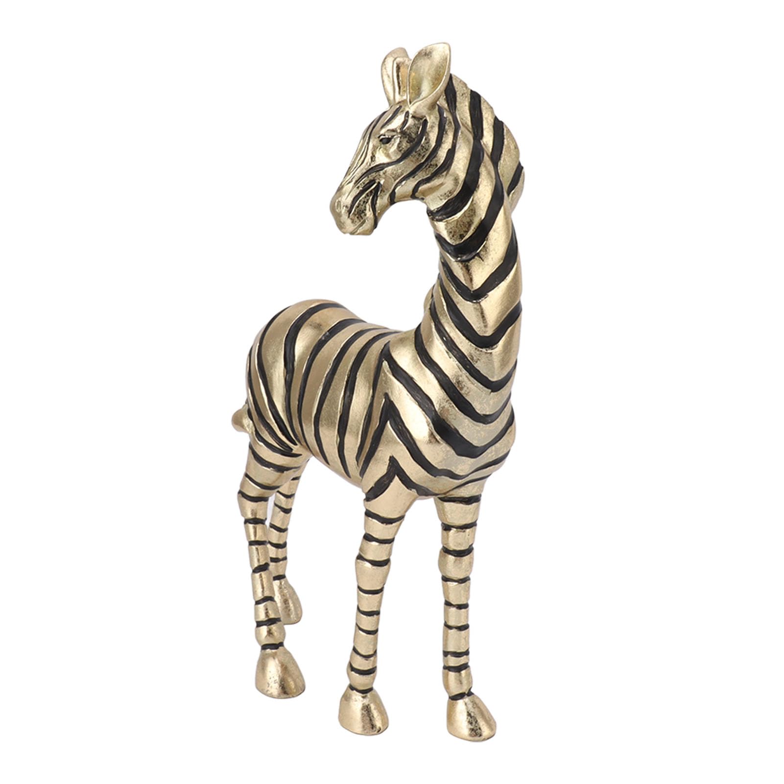 Decorazione con statua di zebra per scrivania, materiale in resina premium, scultura di animali dorati, base antiscivolo, regalo per uso scolastico in casa e in ufficio