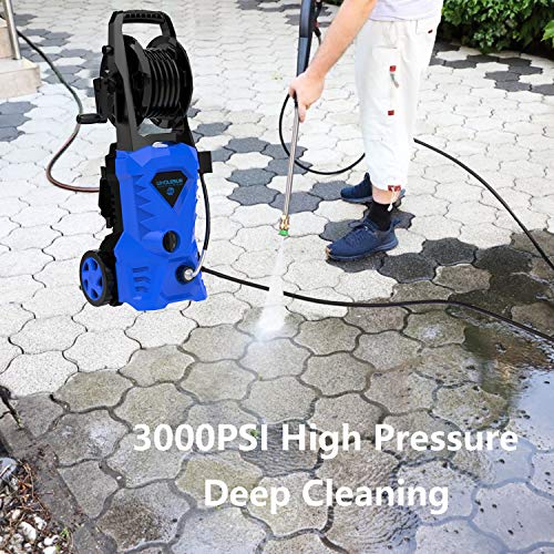 WHOLESUN 3000PSI Electric Pressure Washer 2.4GPM Power Washer 1600W High Pressure Cleaner Machine with 4 Nozzles Foam Cannon,Best for Cleaning Homes, Cars, Driveways, Patios (Blue)