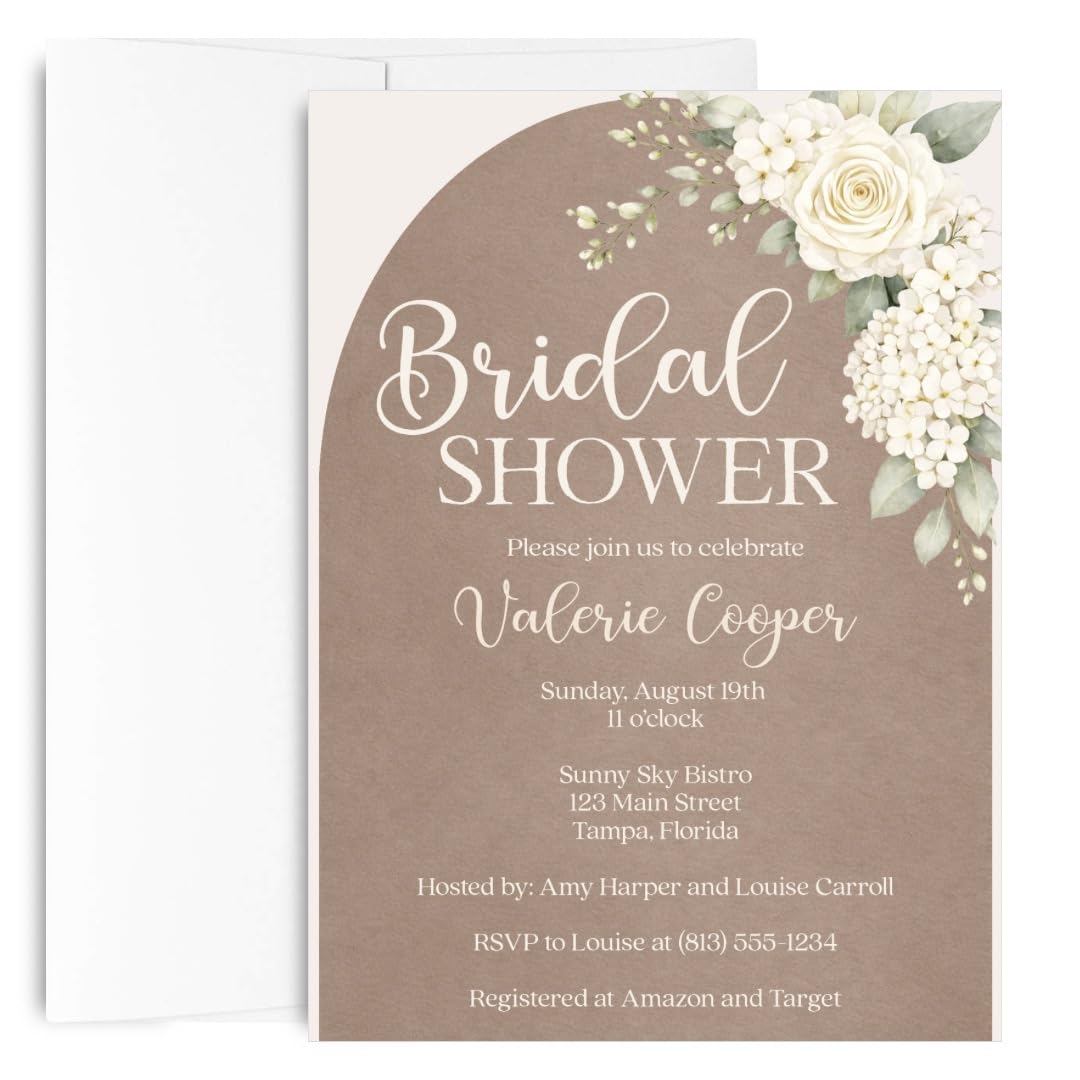 The Invite Lady Boho Wedding Shower Invitations Customized Personalized Bridal Invites With Envelopes (12 count)