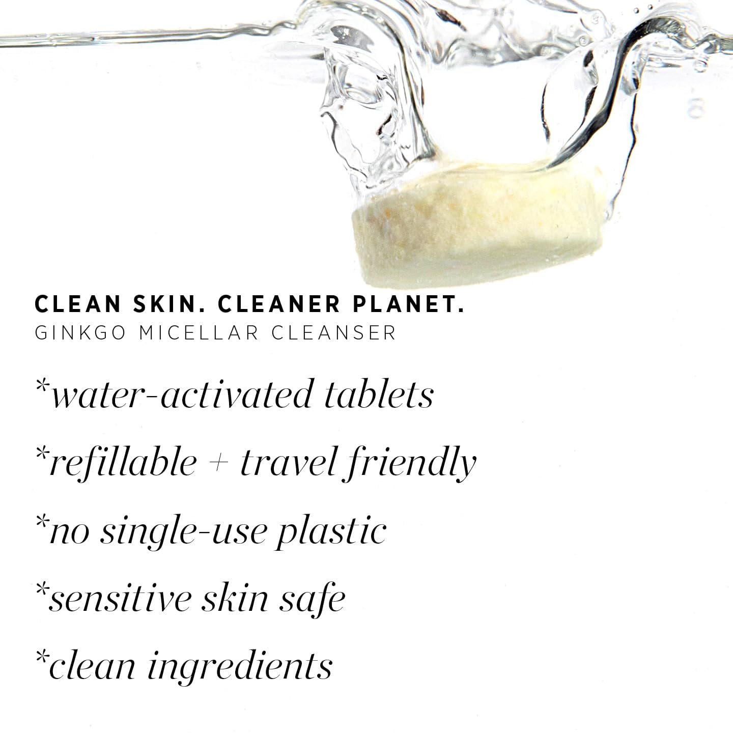Ere Perez - Ginkgo Micellar Cleanser, Refillable Bottle + 3 Tablets