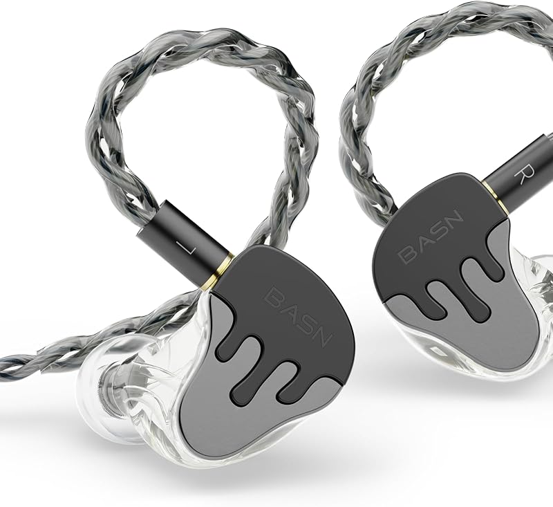 6 Drivers BmasterX Wired in Ear Monitors Multi Jack (Black/Silver) | in-ear audio monitor, 6 drivers, detachable cable, carry kit for musician stage studio use, interchangeable 3.5mm 4.4mm plugs