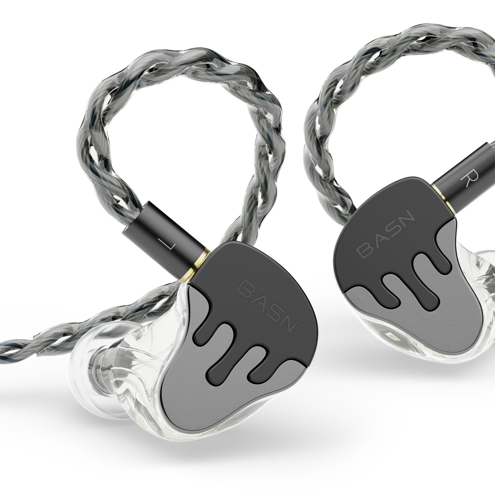 black silver basn bmasterx hybrid iem earphones with 6 drivers