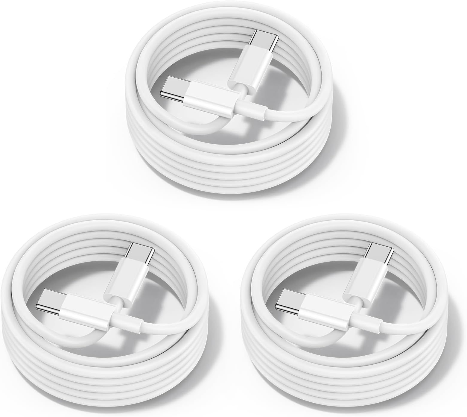 60W USB C to USB C Cable [3Pack] iPhone 17 16 15 Fast Charging Cable,6ft Long USB-C to USBC Power Cord for iPhone 17 Air/16/15 Pro Plus Pro Max,MacBook Pro Air/iPad Pro 12.9/11,AirPods 4(White)