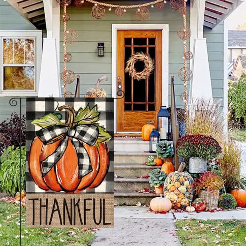 Avoin Colorlife GARDENFLAG-FALL-3045-155TH Fall Thanksgiving Garden Flag Double Sided, Pumpkin Thankful Holiday Buffalo Plaid Yard Outdoor Decoration 12X18 Inch thumb #6