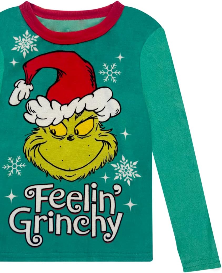Dr. Seuss The Grinch Pajamas 2-Piece Matching Set - Cozy Christmas PJs Loungewear for Toddlers & Big Kids Boys Girls - Image 3