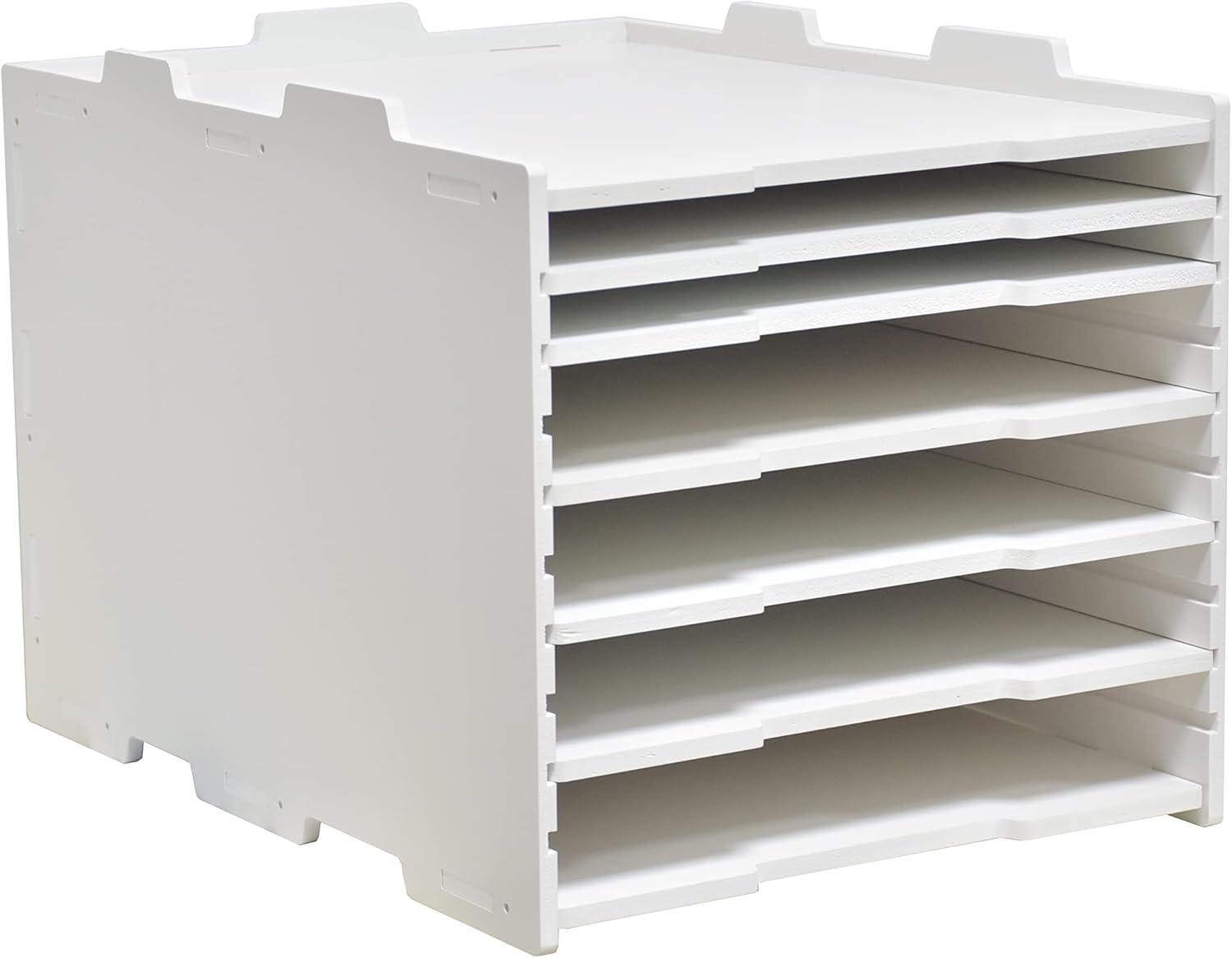 YFS White Horizontal Paper Storage Tray, Multi-Layer Desk Document Holder, 18 1/8" × 13 3/16" × 12 9/16" Large Capacity Mail Organizer for Office School Home（7 Tier-Horizontal）