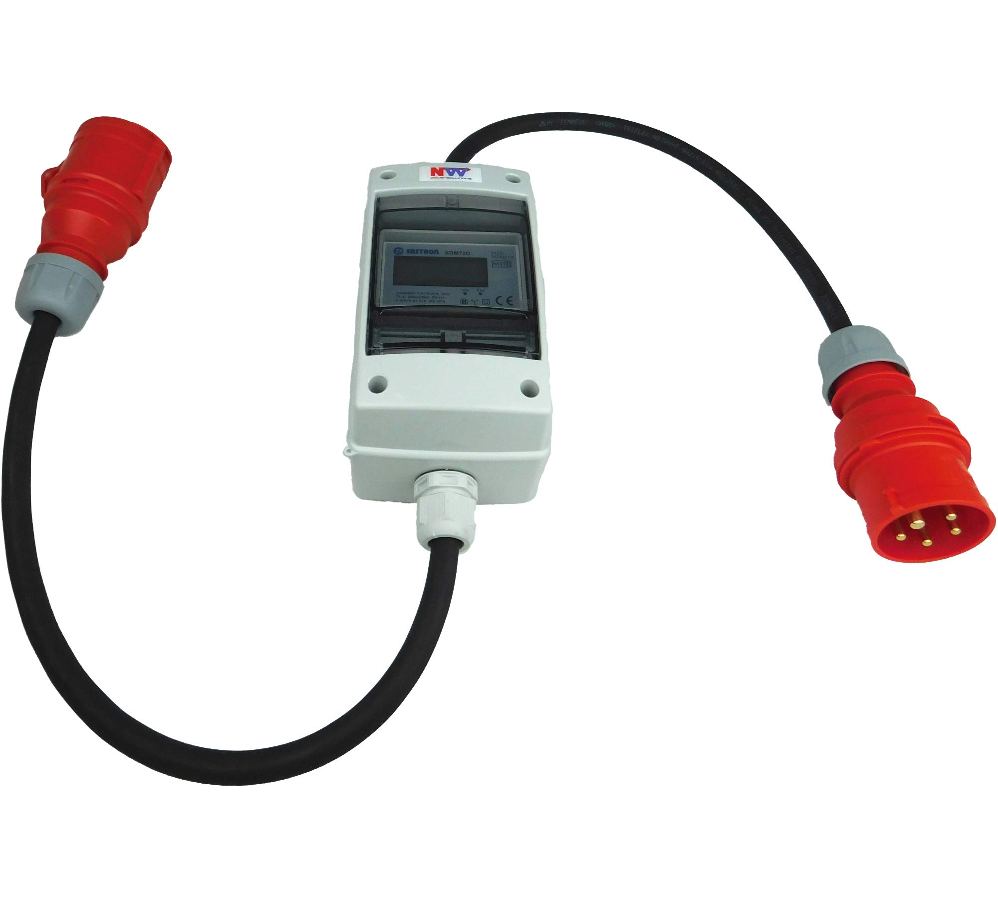 NWP 16A 400V CEE Adapter - mobiler digitaler Stromzähler - geeicht - (ohne Reset) IP44-3-phasig