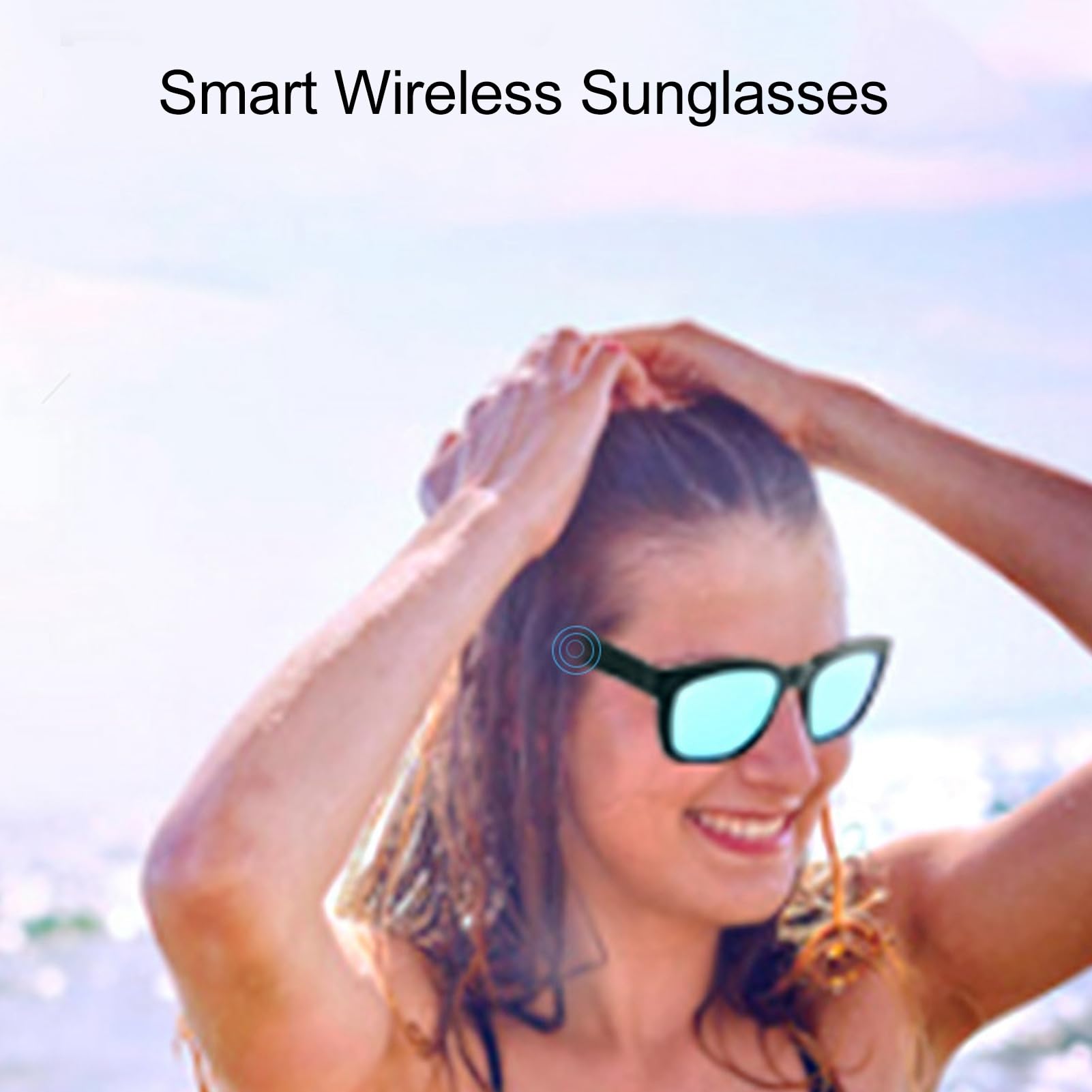 Lunettes Intelligentes, Lunettes de Audio Bluetooth pour Hommes et Femmes, Lunettes de Musique à Oreille Ouverte à Conduction Osseuse, Réduction du Bruit BT 5.0, Lunettes