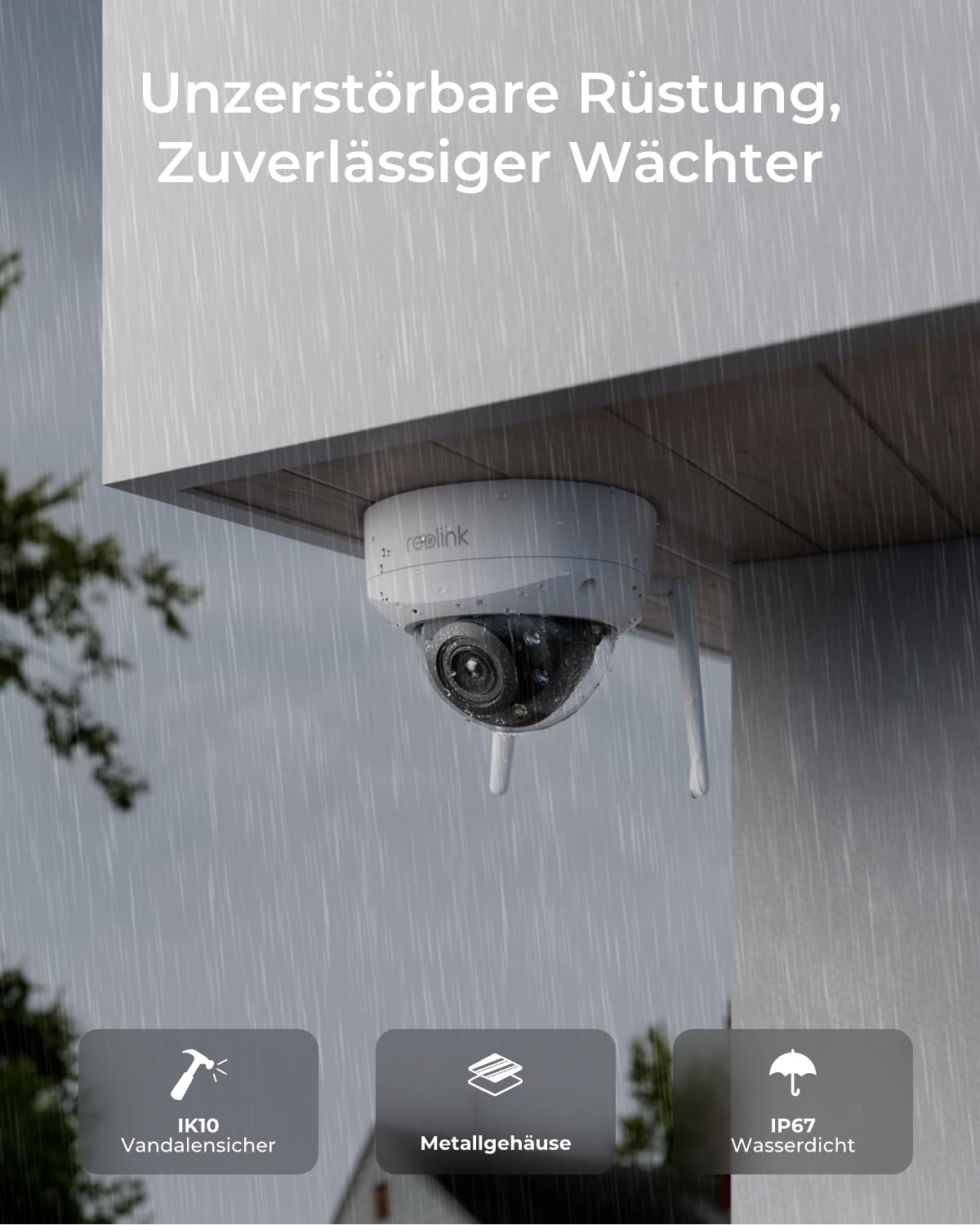 Reolink 4K Wi-Fi 6 Überwachungskamera Aussen mit 5X Optischem Zoom, 8MP Plug-in WLAN Kamera Outdoor mit 30m Nachtsicht, IK10 Vandalensicher, Smart-Erkennung, Zeitraffer, Ohne PT, RLC-843WA