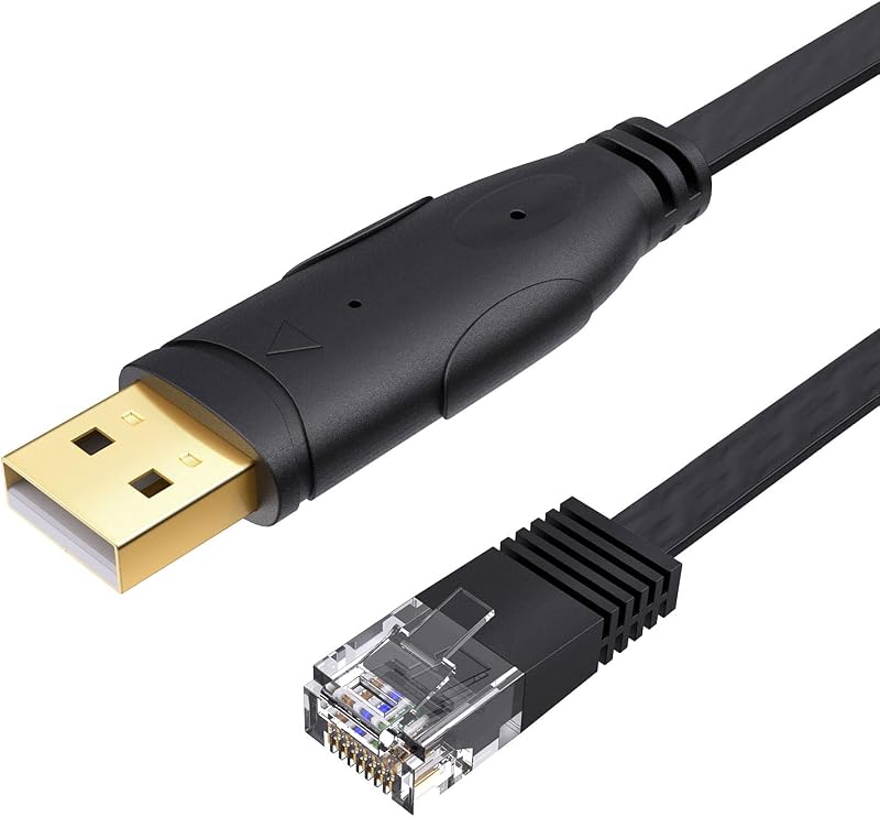 CableCreation Cable de consola USB Adaptador serie USB a RJ45, 6 pies, negro | Compatible con enrutador/conmutador de Cisco, NETGEAR, Windows, sistema Linux