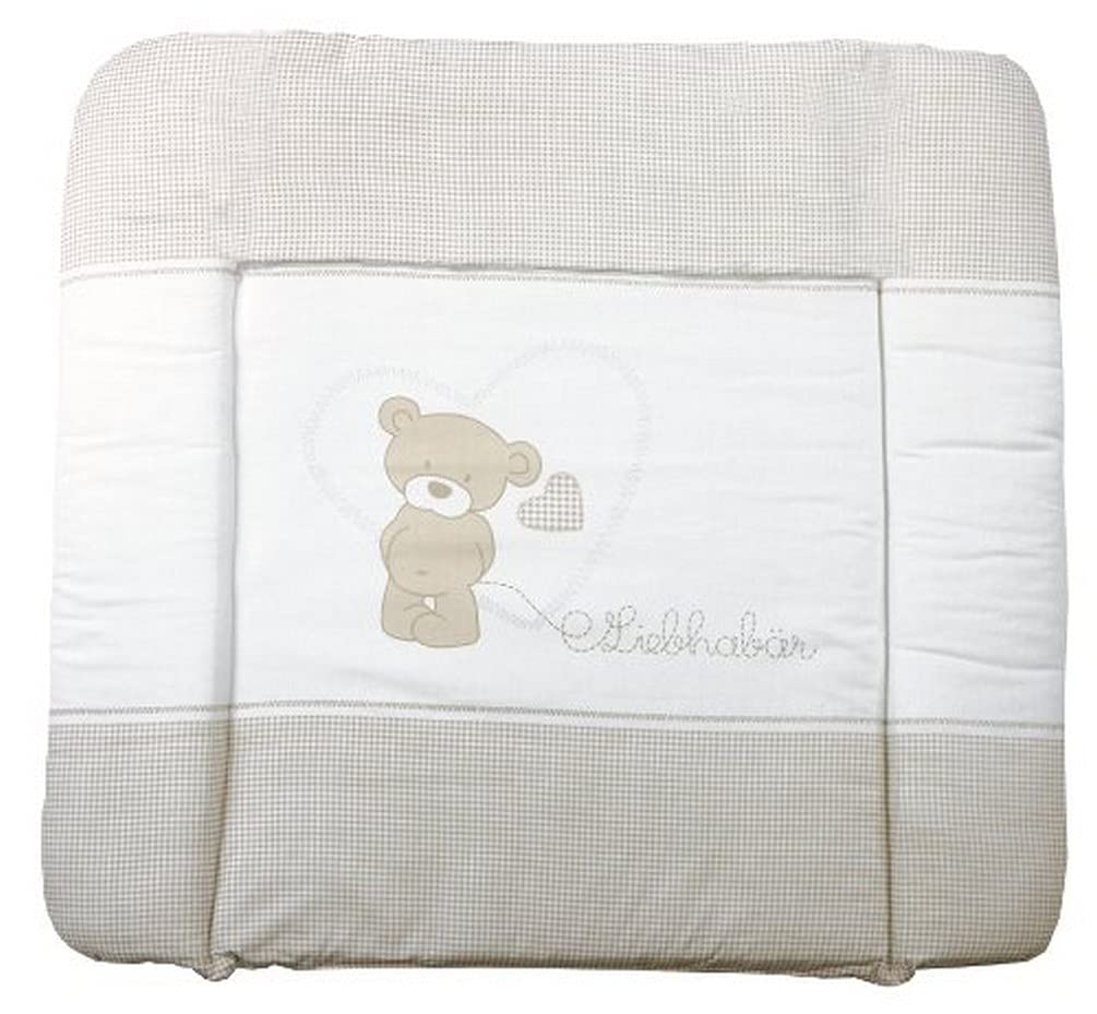 roba Baby Wickelauflage Liebhabär 85 x 75 cm - Weiche Wickelunterlage mit Bären Motiv - Wickeltischauflage PU beschichtet - Beige / Weiß