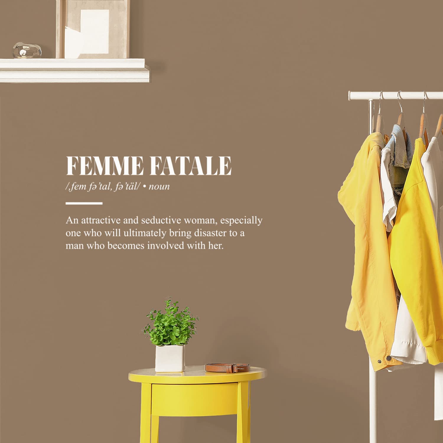 Vinyl Wall Art Decal -  Femme   Fatale  Definition - 12" x 25" - Trendy Motivational Feminism Women Quote Sticker for Woman Home Office Bedroom Closet Living Room Store Decor (White)