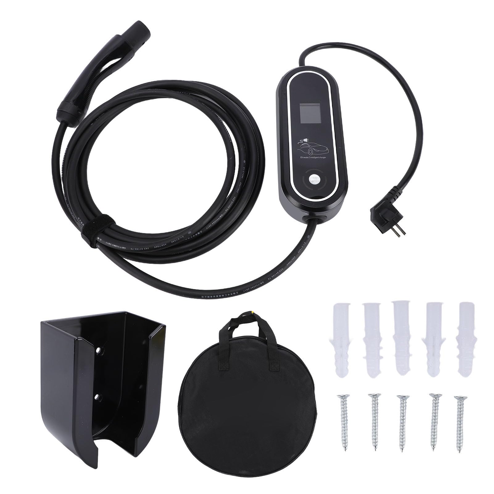 Cargador Portátil para Vehículo Eléctrico Nivel 1 Nivel 2 16A 23FT Cargador EV con Corriente Ajustable, Función de Sincronización Reemplazo para el Modelo Y 3 S X