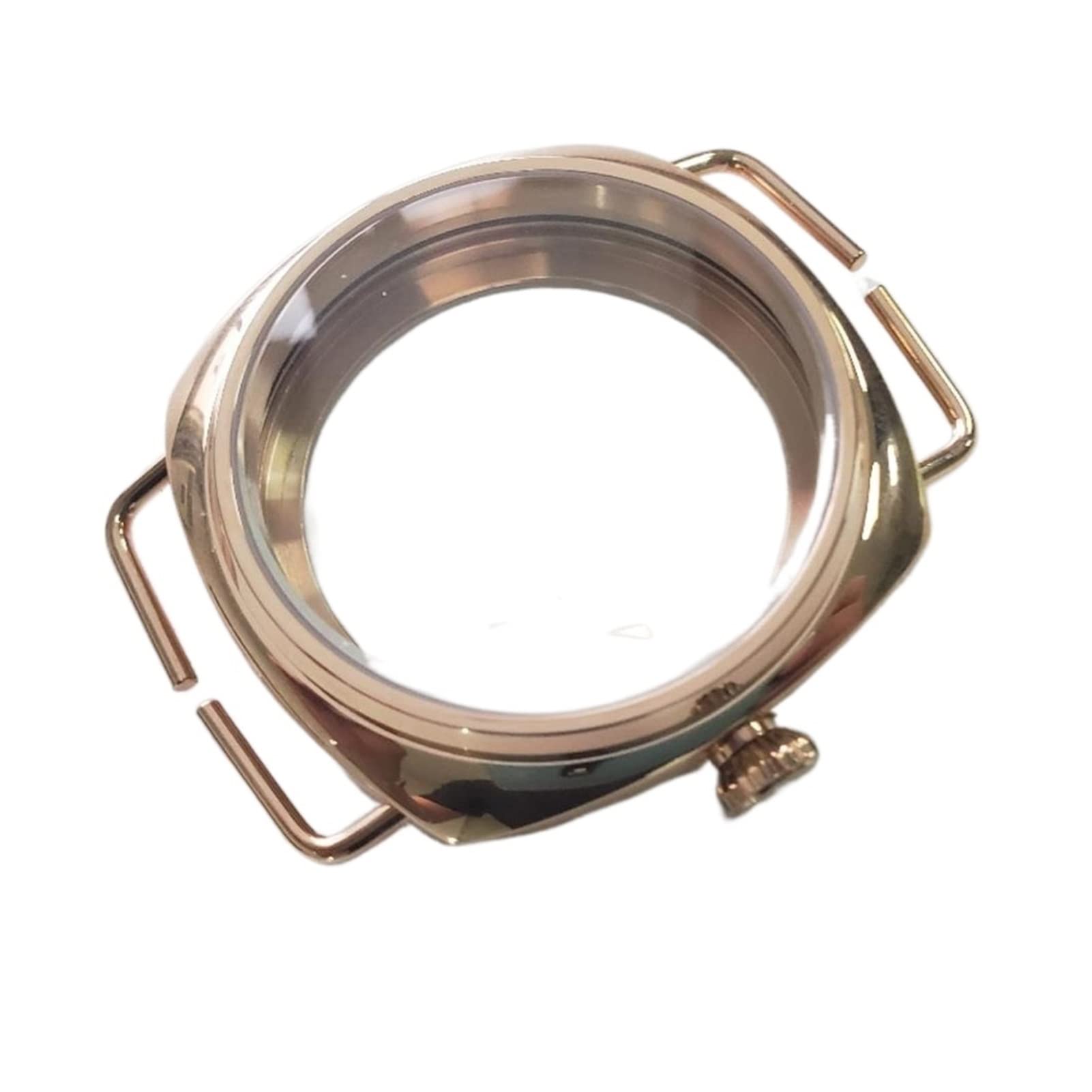 Caja de Reloj de Acero Inoxidable de 45 mm en Tono Dorado, con Movimiento 6497/6498, Cristal Mineral y Brazalete 45-6.