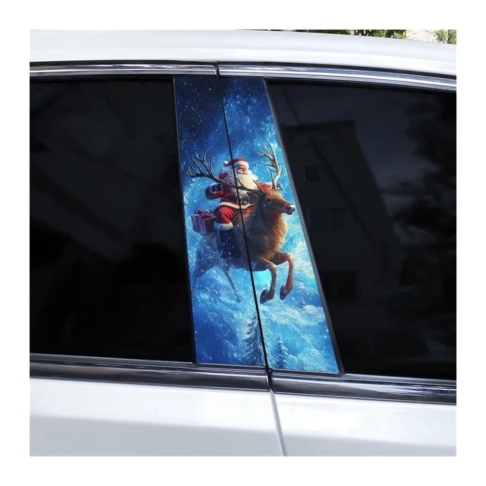 Decorative Items 2pcs Car B-Pillar Waterproof Sticker Santa Claus Elk Sticker DIY Car Window Pillar Sticker(H)