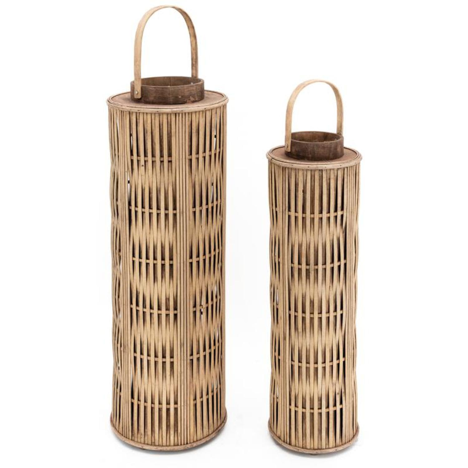 AUBRY GASPARD - Lanterne en Pin et Verre - Naturel - Ø 18 cm - Hauteur 60 cm - Poids 1 kg - avec Poignée en Pin - Élégant Photophore pour Ambiance Chaleureuse à la Maison
