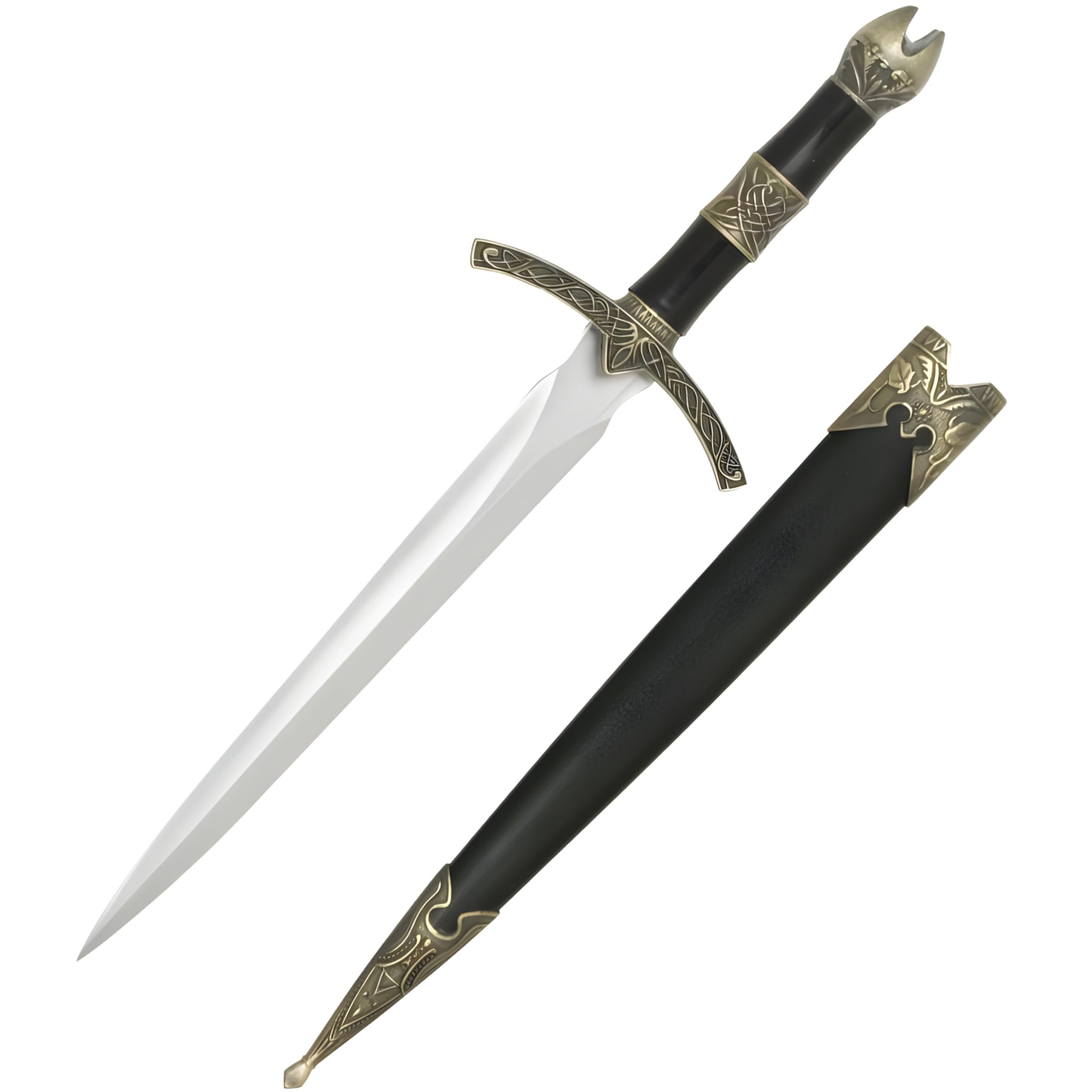 MASTER USA β Medieval Mini Short Sword, Stainless Steel Blade with Cast Metal Handle, Wood Scabbard β Fantasy, Collectible