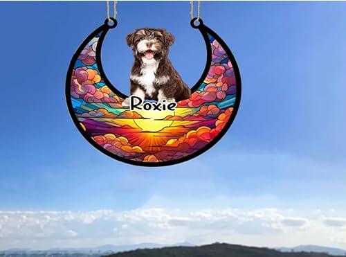 Vista 230 de LOVELYPOD Adorno de Navidad personalizado de perro pastor alemán, atrapasoles conmemorativo, adorno de Navidad de pastor alemán con nombre, pérdida