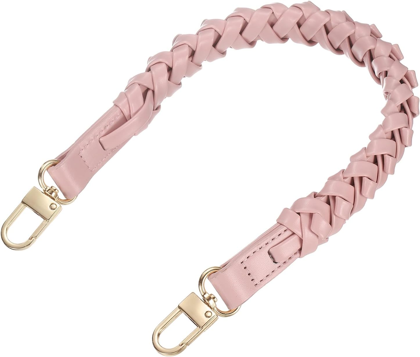 uxcell Braided Purse Strap, 1Pc 44.7cm/17.6" Pink PU Leather Replacement Handle, Short Handbag Strap Top Braided Handle with Gold Buckles for Underarm Bags, Handbags, Bucket Bags