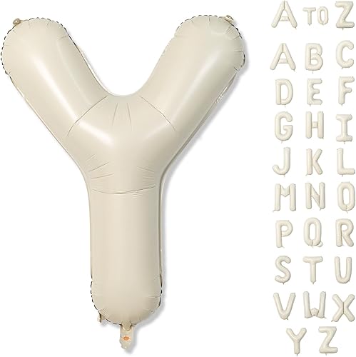 Miniatura 69 de Globos beige de 40 pulgadas con números grandes 3, globos de helio de dígito 3 de color blanco marfil autoinflables para terceras niñas, globos