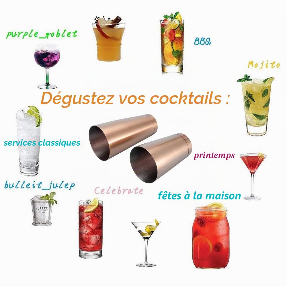 Boston Shaker Robuste En Acier Inoxydable Cocktail Cup Shaker Bar Maison Cuisine Outil(rose d'or)