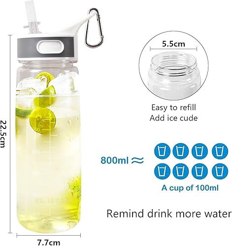 Miniatura 2 de Louis Donné Botella de agua transparente de 27.1 fl oz de 27 onzas con pajilla, botella de agua deportiva Tritan a prueba de fugas sin BPA para