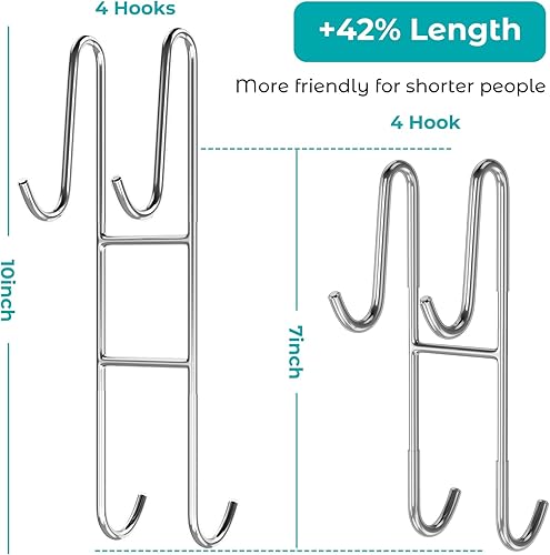 Vista 11 de Cerbonny Ganchos para puerta de ducha (10 pulgadas), paquete de 2 ganchos extendidos para toallas de baño, ganchos para puerta de vidrio sin marco