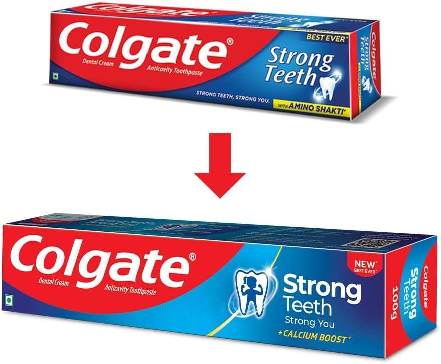 Colgate Strong Teeth Cavity Protection, Colgate with Calcium Boost, 300gm with Free Toothbrush (Pack of 2), India's No.1 Toothpaste(10.5 Ounce)