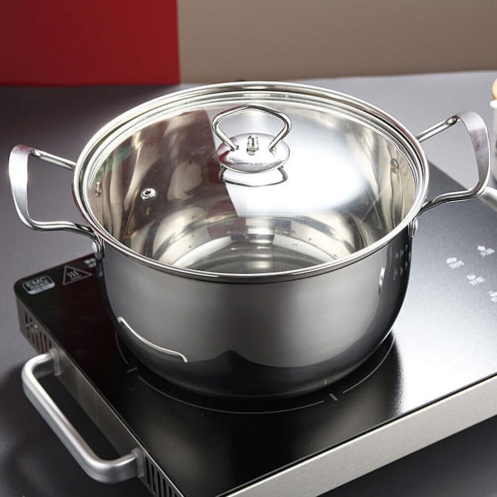 Pfannentopf kleiner Eintopf Suppentopf aus Edelstahl kleine Nudeln Auflauf Milchauflauf mit Glasdeckel Induktionskocher Auflauf zum Kochen Backblech
