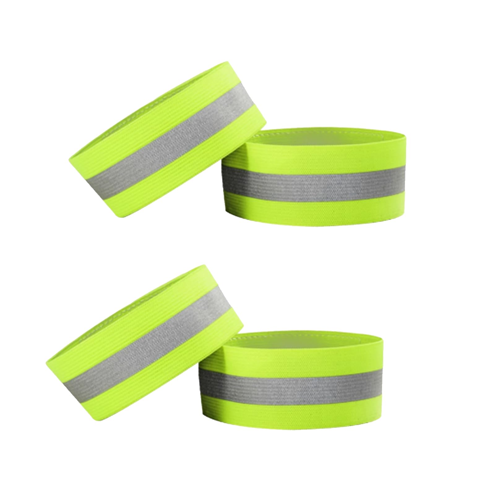 MACHSWON 4 PCS Reflective Wrist Strap 4x1.5cm Safety Gear Reflective Wristbands High Visibility Ankle Bands Reflector Armband Self-adhesive Reflective Bands for Walking,Night Sports Fluorescent Green
