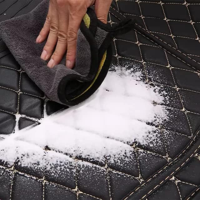 Image of Leather Auto Fusion Premium 7D Car Mats Universal For All Cars | Luxury Double Stitched 7 Layer Protection Car Floor Tray Mats | 100% Waterproof And Washable | Colour: Black With Silver Stitching