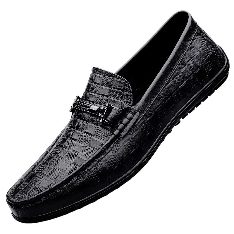 Men's Loafers Shoes Solid Color Leather Light Weight Loafers Flexible Anti-Slip Lightweight Fashion Slip-on