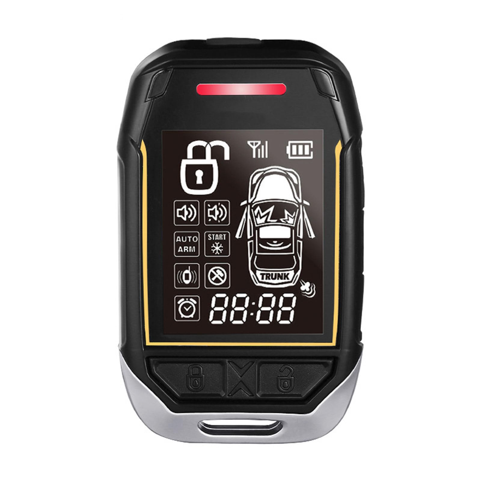 QDXCJF 2 Way Car Keyless Entry Security Alarm System with 1.73" LCD, 1500m Range, Turbo Timer, Shock Warning, 12V - LT861
